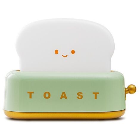 Veilleuse LED rose en forme de toast, lampe de chevet enfant rechargeable, luminosité réglable, avec fonction minuterie, cadeau d'anniversaire