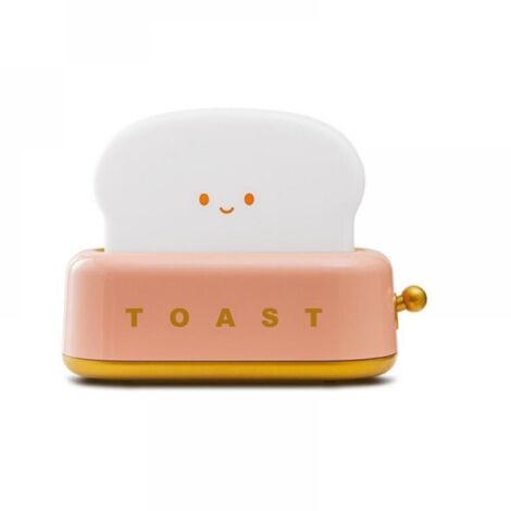 Veilleuse LED rose en forme de toast, lampe de chevet enfant rechargeable, luminosité réglable, avec fonction minuterie, cadeau d'anniversaire