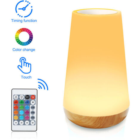 Veilleuse LED tactile avec 13 couleurs RVB, rechargeable par USB, télécommande incluse – idéale pour chambre à coucher, salon, chambre d’enfant ou de bébé, usage intérieur et camping