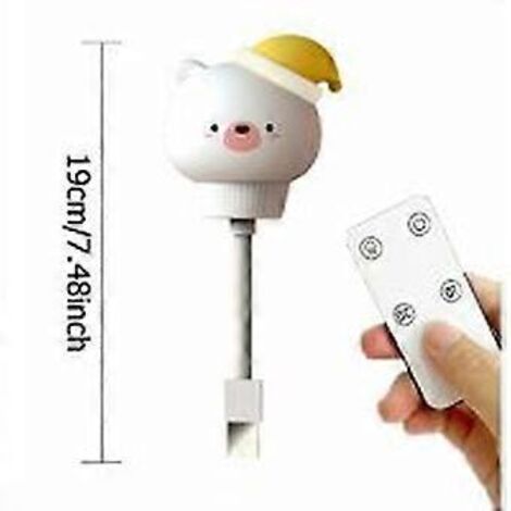 Veilleuse LED USB pour enfants, lampe de chevet mignonne avec télécommande, motif ours, idéale pour décorer la chambre de bébé ou d'enfant. Cadeau de Noël.