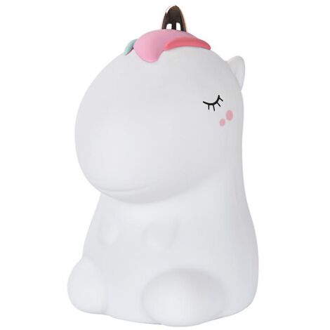 Veilleuse licorne en silicone blanche, rechargeable sans fil