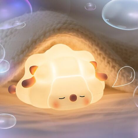 Veilleuse mignonne en forme de mouton endormi pour enfants – Silicone , charge de usb, modes commutables par pétrissage – Idéal pour les chambres de bébés