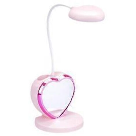 Veilleuse mignonne pour enfants, lampe de bureau LED douce pour les yeux avec trois niveaux d'intensité, accessoire de bureau rose pour filles, rechargeable par USB.