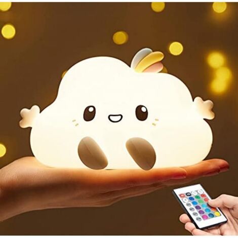 Veilleuse mignonne pour enfants, veilleuse pour bébé, lampe portable à changement de couleur avec télécommande, LED souple et en sil