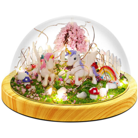 Veilleuse musicale licorne à faire soi-même, jouet licorne château et plantes, cadeau pour fille, pour enfants