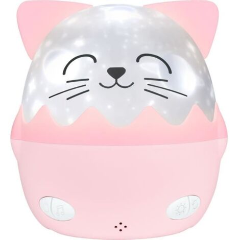 Veilleuse musicale sans fil BigBen avec projection Chat Mia Blanc et Rose