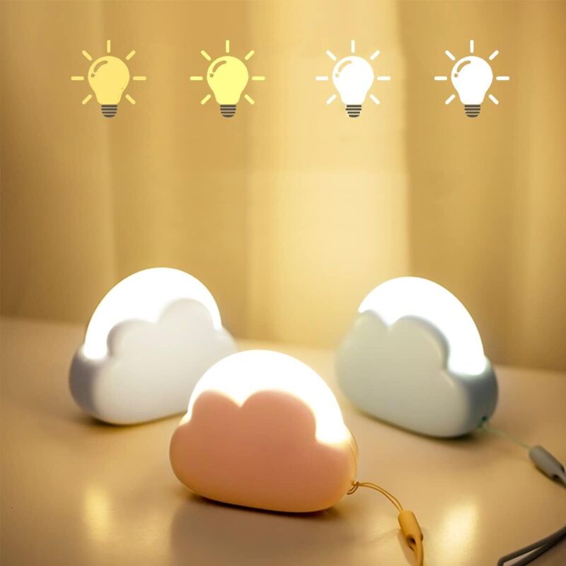 Veilleuse nuage Kawaii rose – portable USB, batterie LED, décoration chambre, cadeau anniversaire