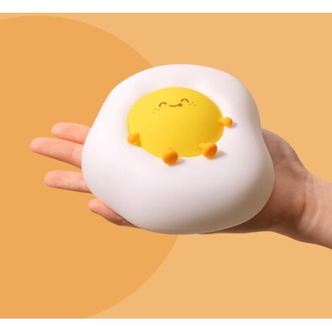 Veilleuse Œuf au Plat Mignonne pour Bébé & Enfant  Lampe Chambre Silicone Doux  Rechargeable Sans Fil Minuterie 30min