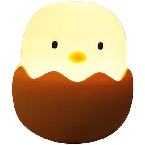 FVBJD Veilleuse Oeuf, Petite Lampe de Table Poulet avec Rechargeable et Dimmable, Capteur Tactile en Silicone Lumière Jaune