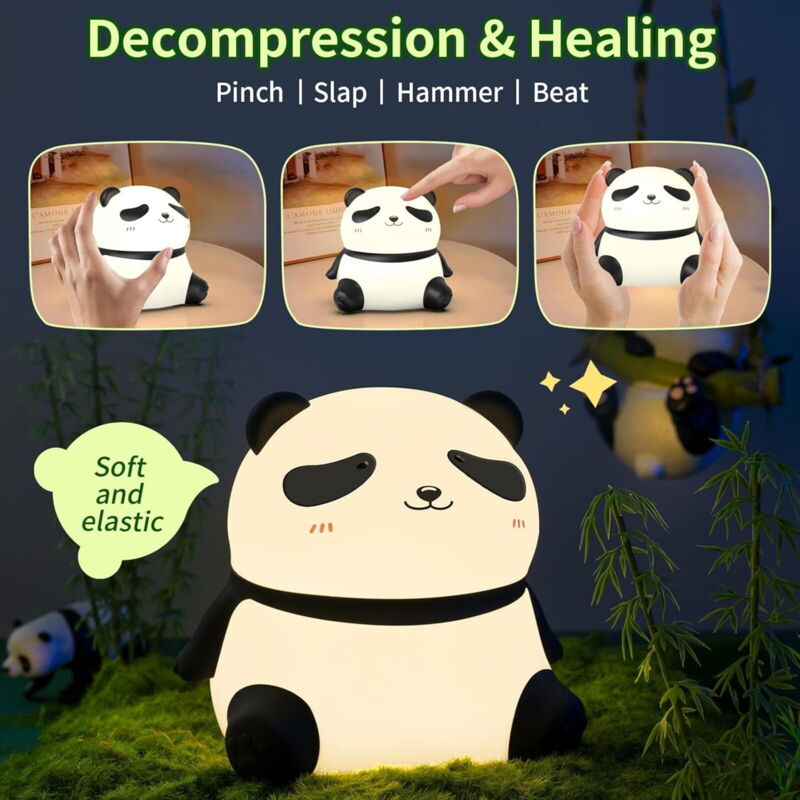 Veilleuse Panda Lampe Silicone Charge usb Minuterie de Chevet Ambiance Sommeil Ours