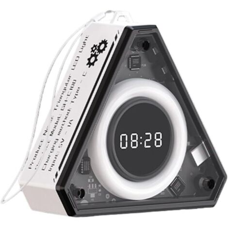 Veilleuse portable rechargeable USB, lampe de lecture LED pour bureau, veilleuse tactile pour chambres de salles d'étude (blanche avec horloge)