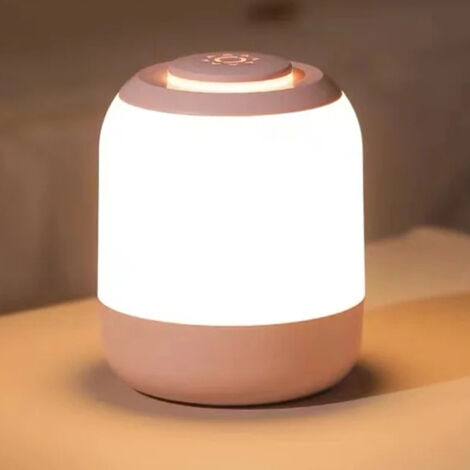 Veilleuse pour chambre à coucher, lampe de table tactile portable, 3 couleurs, température, mémoire et intensité variable 2800 K-4500 K, rose