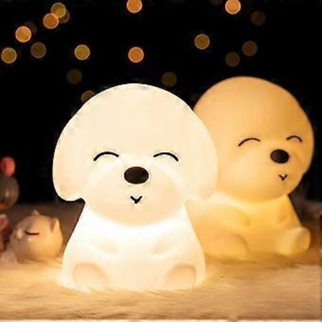 Veilleuse pour chambre d'enfant, veilleuse pour bébé et petite fille, cadeau idéal, veilleuse chiot mignonne en silicone souple rechargeable par USB