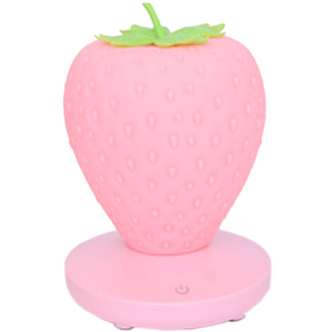 Veilleuse pour enfant - Veilleuse en forme de fraise - En silicone - Avec interrupteur tactile - Chargement USB - 3 modes de luminosité - Pour chambre à coucher, Saint-Valentin, Noël, salon, chambre
