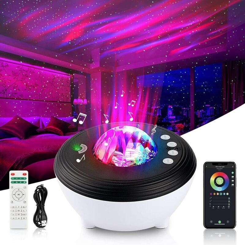 SNQ - Veilleuse pour enfants, led Projecteur Ciel Etoile WiFi Bluetooth, Projecteur Galaxie Veilleuse Etoile Projection Aide Sommeil avec Bruit