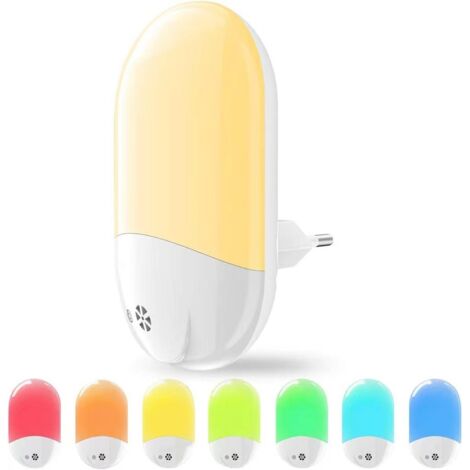 Veilleuse Prise Electrique avec capteur crépusculaire, Veilleuse RVB pour enfants avec minuterie et télécommande, Douille veilleuse LED pour chambres d'enfants, escaliers, couloirs [Classe énergétique