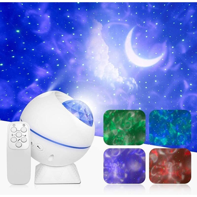 Veilleuse Projecteur, 3-en-1 Projecteur Ciel Etoile Lumière LED Avec Télécommande Projecteur Galaxie Activé Son Veilleuse Etoile Projection Lampe