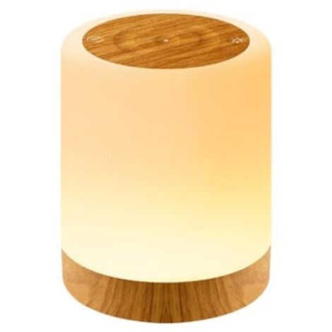 Veilleuse rechargeable imitation bois, lampe de bureau tactile avec effet de claquement sept couleurs.