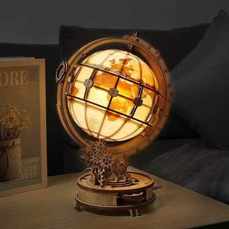 Veilleuse Rowood Puzzles 3D pour Adultes, Lampes de Nuit Globe en Bois avec USB pour Noël et Cadeau d'Anniversaire Cisea