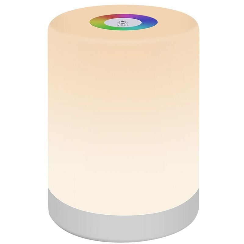 Jusch - Veilleuse, rvb, 7 couleurs, 4 modes d'éclairage, contrôle tactile, intensité variable, batterie 1200 mAh, portable, usb, blanc