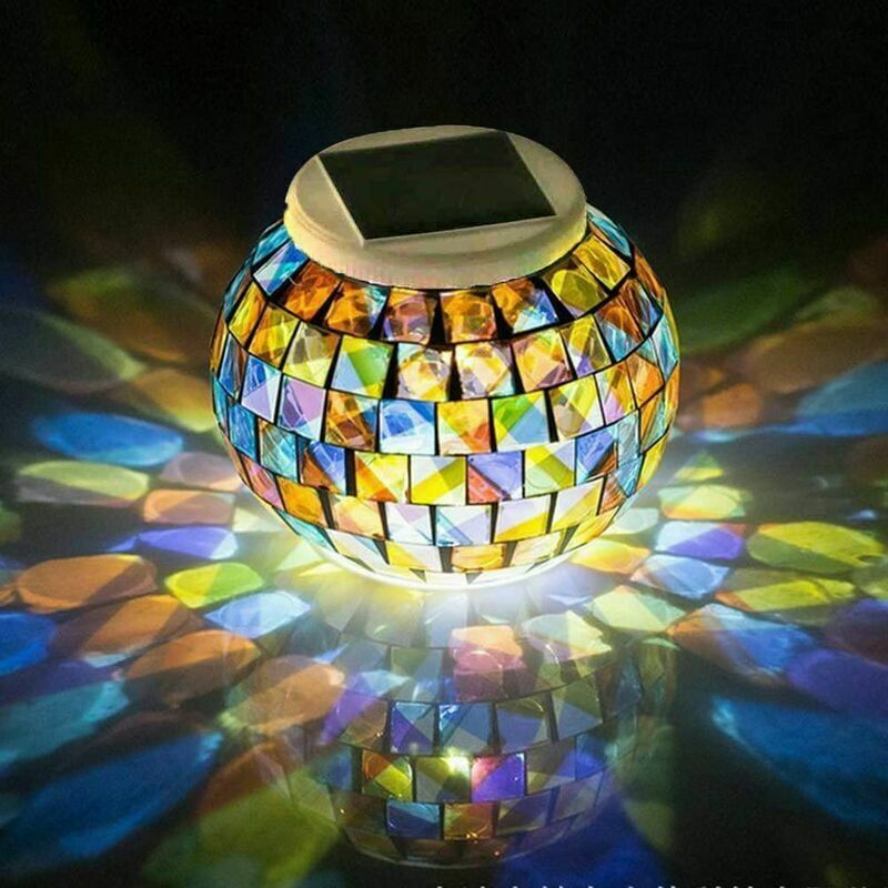 Gabrielle Veilleuse solaire à led avec changement de couleur, boule de verre, éclairage de jardin, étanche, pour jardin, terrasse, fête, cour,
