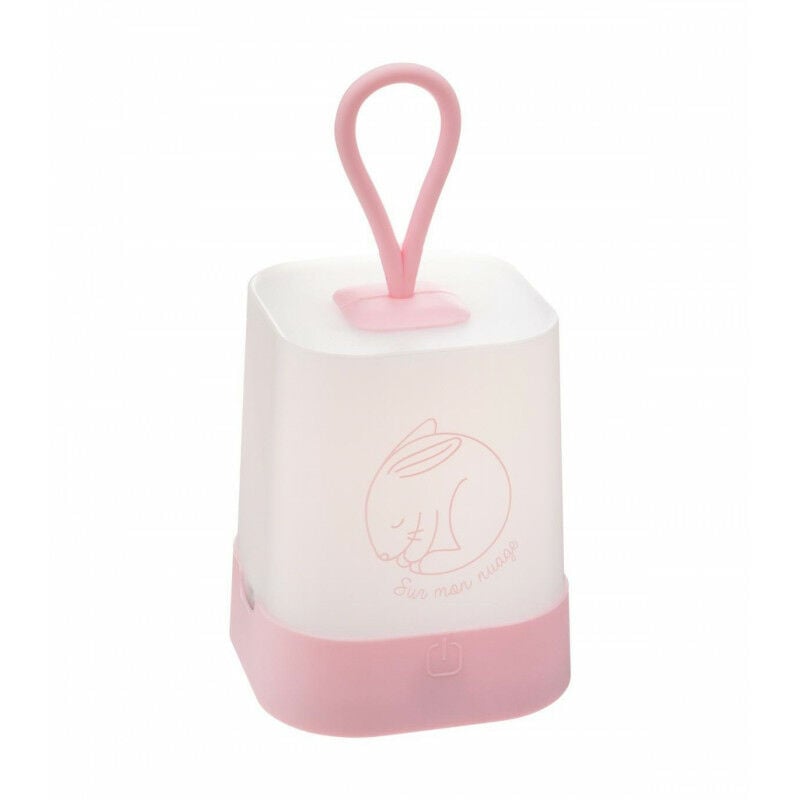 Atmosphera - Veilleuse tactile en silicone pour enfant avec poignée motif lapin qui dort led - Rose - h 16 cm - Livraison gratuite - Blanc