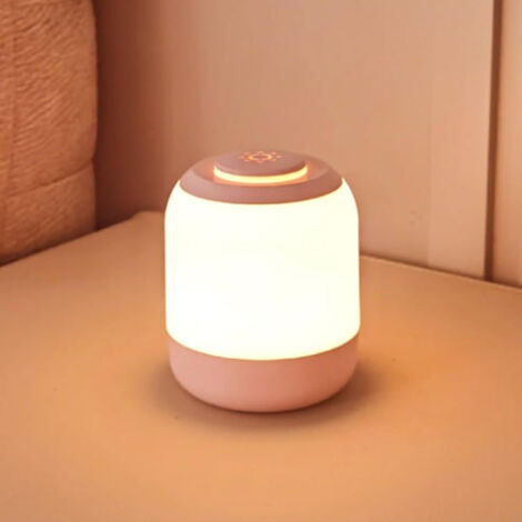 Veilleuse tactile pour chambre à coucher, lampe de table portable, 3 couleurs, température, mémoire et intensité variable 2800 K-4500 K, rose