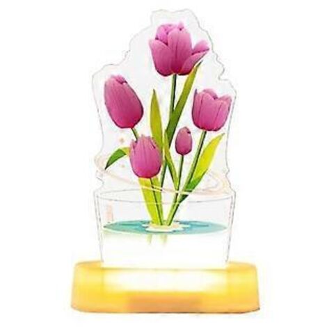 Veilleuse tulipe 3D, lampe de chevet pour la décoration de la chambre B
