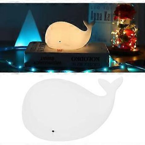 Veilleuse USB 1200 mAh, 7 couleurs, forme de baleine, 1,3 W, blanche