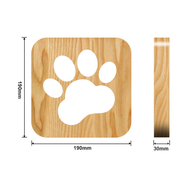 Feiyue - Veilleuse usb en bois sculpté motif patte d'animal 3D