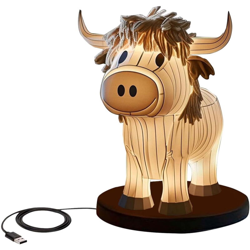 Veilleuse USB en forme de vache, lampe de chevet portable à économie d'énergie, idéale pour un salon, une chambre à coucher ou un bureau.