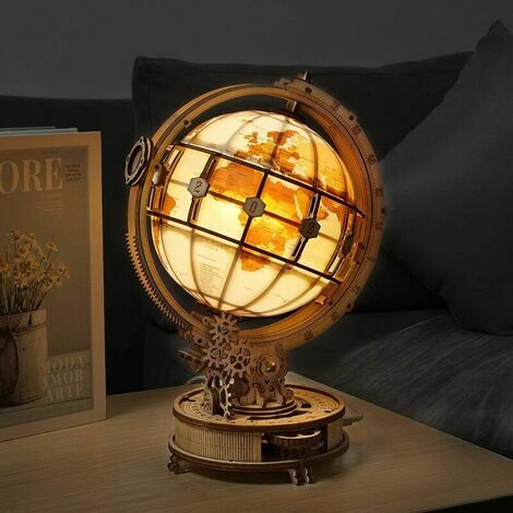 Veilleuse Veilleuse Rowood Puzzles 3D pour Adultes - Lampes Nuit Globe en Bois avec USB - Noël Cadeau d'Anniversaire