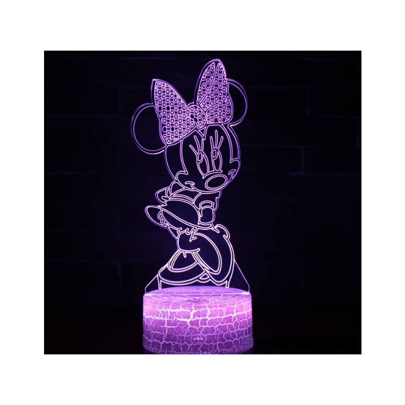 Rapanda - Veilleuse Lampe illusion Minnie Mouse 3D led veilleuse avec contrôle tactile Cadeau de Noël d'anniversaire pour enfants [Classe énergétique