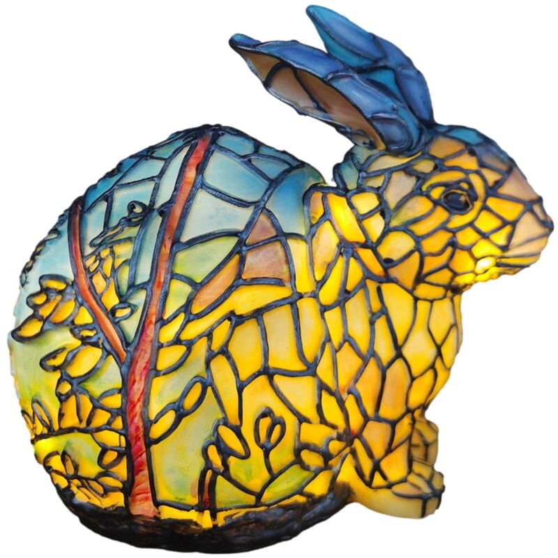 Veilleuses animaux mignons, 15 cm, lapin en résine 3D peint à la main, décoration de bureau avec lumières led, design d'épissure coloré, lampe de