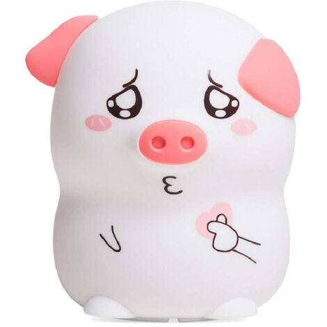 Veilleuses de cochon mignonnes , veilleuse LED, veilleuse pour bébé pour enfants, veilleuses portables en siliCône, veilleuse rechargeable USB pour bébé,modes de respiration blanc chaud et 7 couleurs-