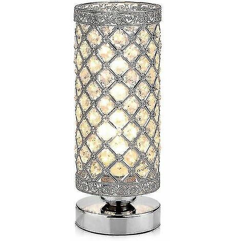Veilleuses Éclairage ambiant Lampe de table en cristal moderne Lampe de bureau de chevet en argent