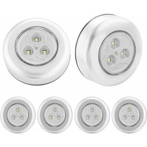 Lot de 5 Lampe Spot LED Autocollant Éclairage Supplémentaire Alimenté par 3  Piles/Batteries pour Penderie/Placard/Étagère/Entrée/Cuisine/Passage -  Argent Carivent