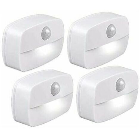 Veilleuses LED automatiques [Lot de 4] Appliques murales adhésives à capteur, [Classe énergétique A++] (Blanc)