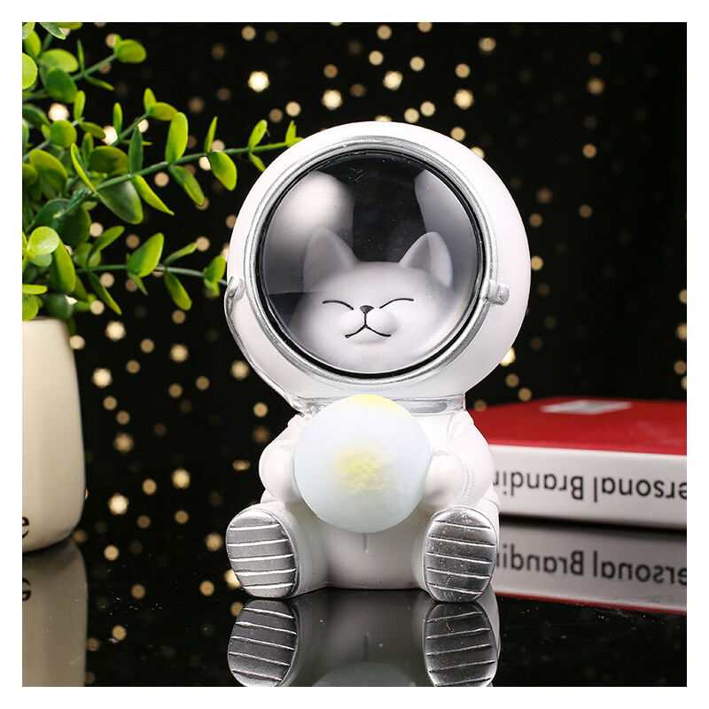 Feiyue - Veilleuses led Lampes d'astronautes en forme d'animaux Lampes décoratives de table Matériau en résine Chat astronaute