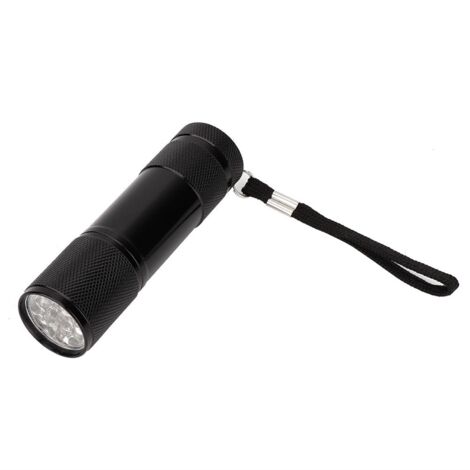 Veine localisateur de lampe de poche, LED rouge, aluminium, 50lm, 3.9x3.9x10 cm, noir