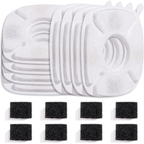 Veken 8er-Pack Ersatzfilter & 8er-Pack Ersatz-Vorfilterschwämme für Haustier-Wasserspender