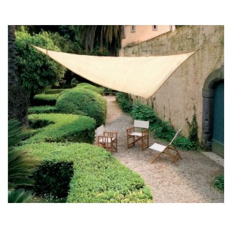 Vela 5x5 Triangolare Telo Ombreggiante Ecru Giardino Ombra Tenda Parasole