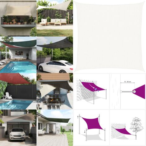 Vela a Parasole HDPE Quadrata 3,6x3,6 m Bianca - Ombra - Protezione solare
