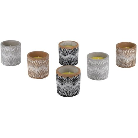 vela aromática de citronela maceta decorada  170 g   caja 6 unid.