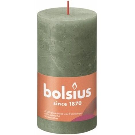 Vela Bolsius Rustic Shine Verde Oliva - 130/68 mm, 60 horas de combustión