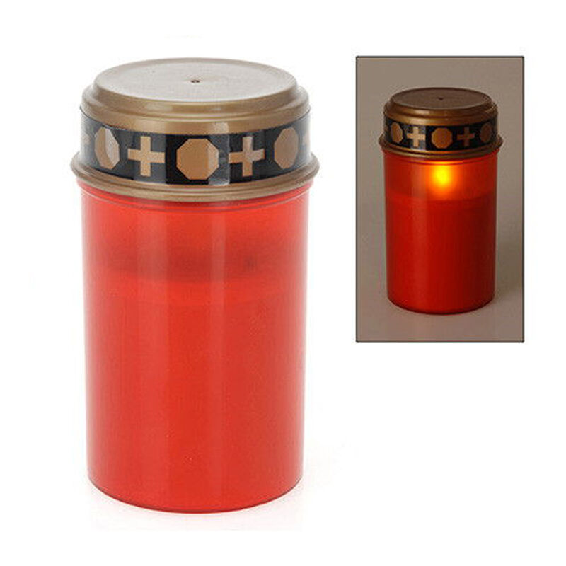 

EDM Vela cementerio con luz led ø6,5x12cm color rojo luz blanco cálido