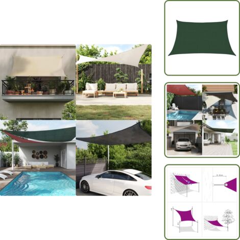 Vela da terrazza - vidaXL Vela Parasole 160 g/m² Verde Scuro 3/4x2 m in HDPE - Protezione UV