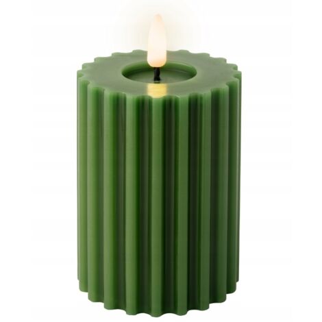 Vela de cera decorativa LED, verde, a pilas, 12,3 cm, 1 ud.