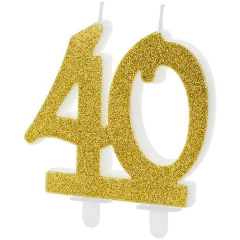 Vela de cumpleaños '40', cuarenta, dorada, 7,5 cm