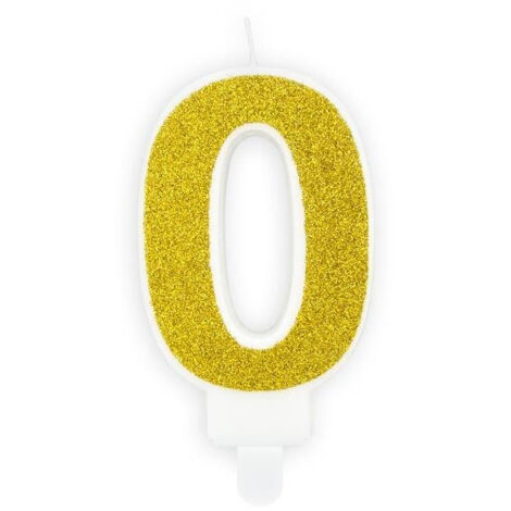 Vela de cumpleaños, número 0, dorada